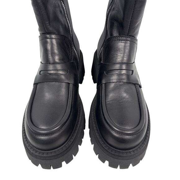 Free People Madison Platform Loafer Boot Women's 7.5 EU 37.5 Chunky Sole Zip - Picture 8 of 11